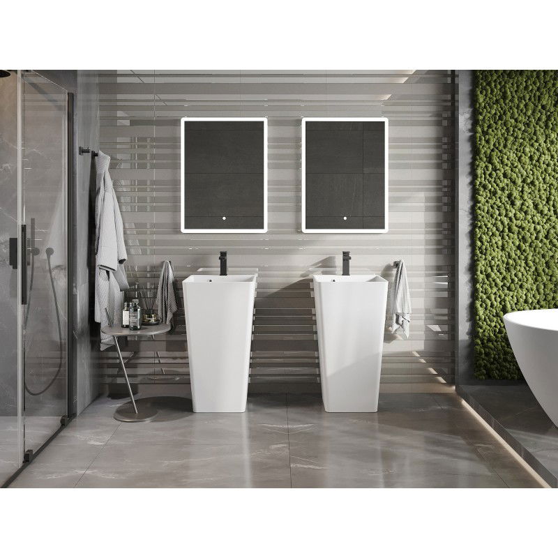 Mexen Neva freestanding washbasin made of conglomerate 45 x 45 cm, white matte - 26614500