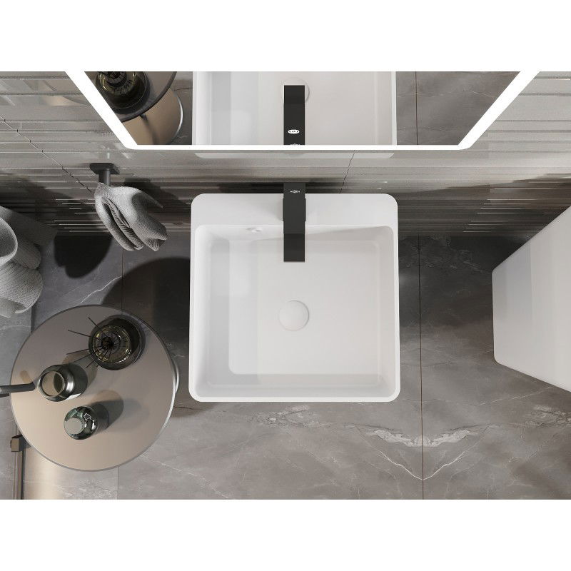 Mexen Neva freestanding washbasin made of conglomerate 45 x 45 cm, white matte - 26614500