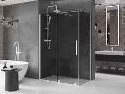 Mexen Velar sliding shower cabin 160 x 75 cm, graphite, white - 871-160-075-41-20