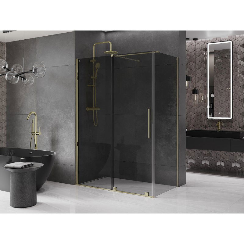 Mexen Velar sliding shower cabin 130 x 70 cm, graphite, gold - 871-130-070-41-50