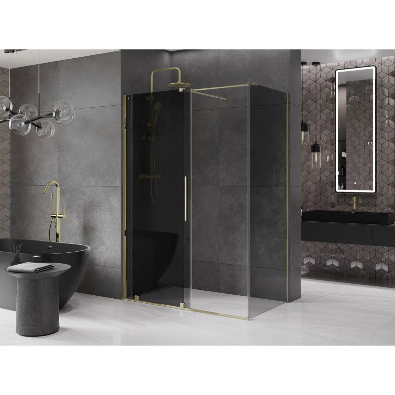 Mexen Velar Sliding Shower Enclosure 160 x 80 cm, Graphite, Gold - 871-160-080-41-50