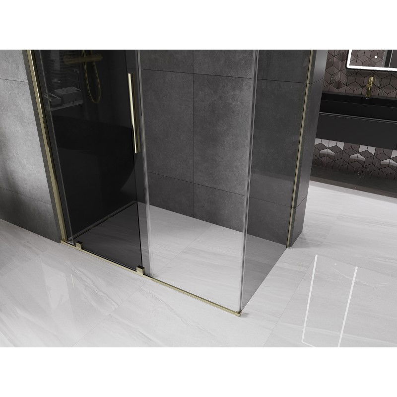 Mexen Velar sliding shower enclosure 160 x 100 cm, graphite, gold - 871-160-100-41-50
