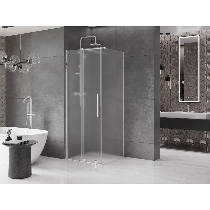 Mexen Velar 90 x 90 cm Sliding Shower Enclosure, Frosted, Chrome - 871-090-090-31-01