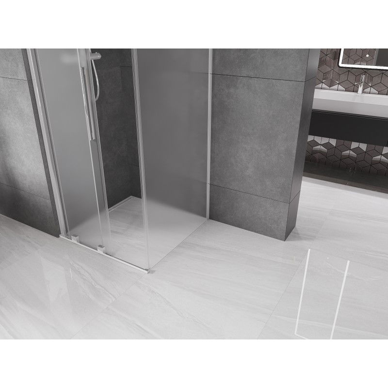 Mexen Velar 90 x 90 cm Sliding Shower Enclosure, Frosted, Chrome - 871-090-090-31-01