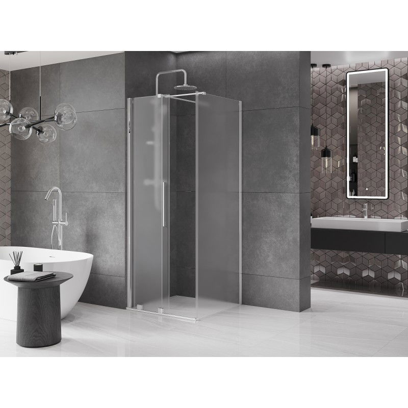 Mexen Velar sliding shower cabin 100 x 100 cm, frost, chrome - 871-100-100-31-01