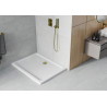 Mexen Flat rectangular slim shower tray 130 x 80 cm, white, gold siphon - 40108013G