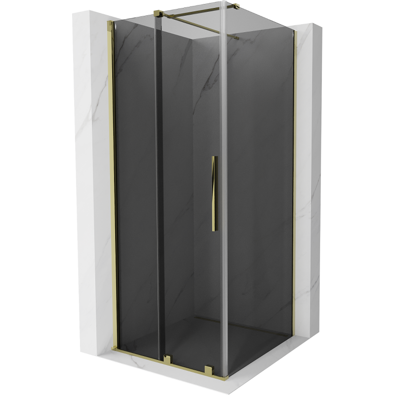 Mexen Velar sliding shower enclosure 90 x 90 cm, graphite, gold - 871-090-090-41-50