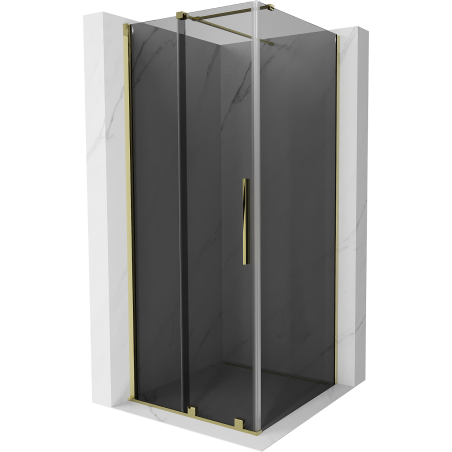 Mexen Velar sliding shower enclosure 90 x 90 cm, graphite, gold - 871-090-090-41-50