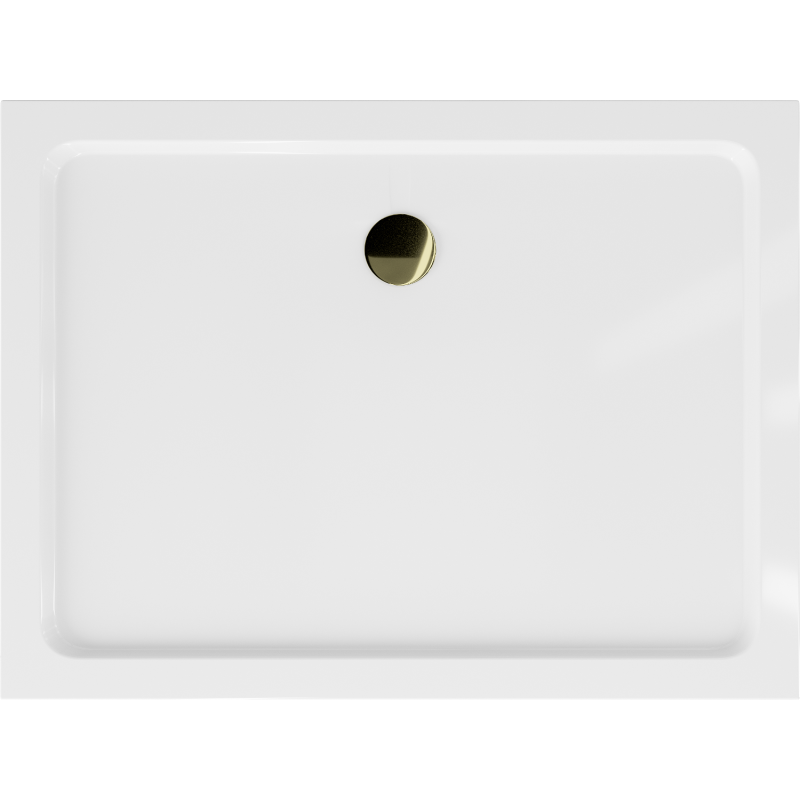 Mexen Flat rectangular tray slim 120 x 80 cm, white, gold siphon - 40108012G