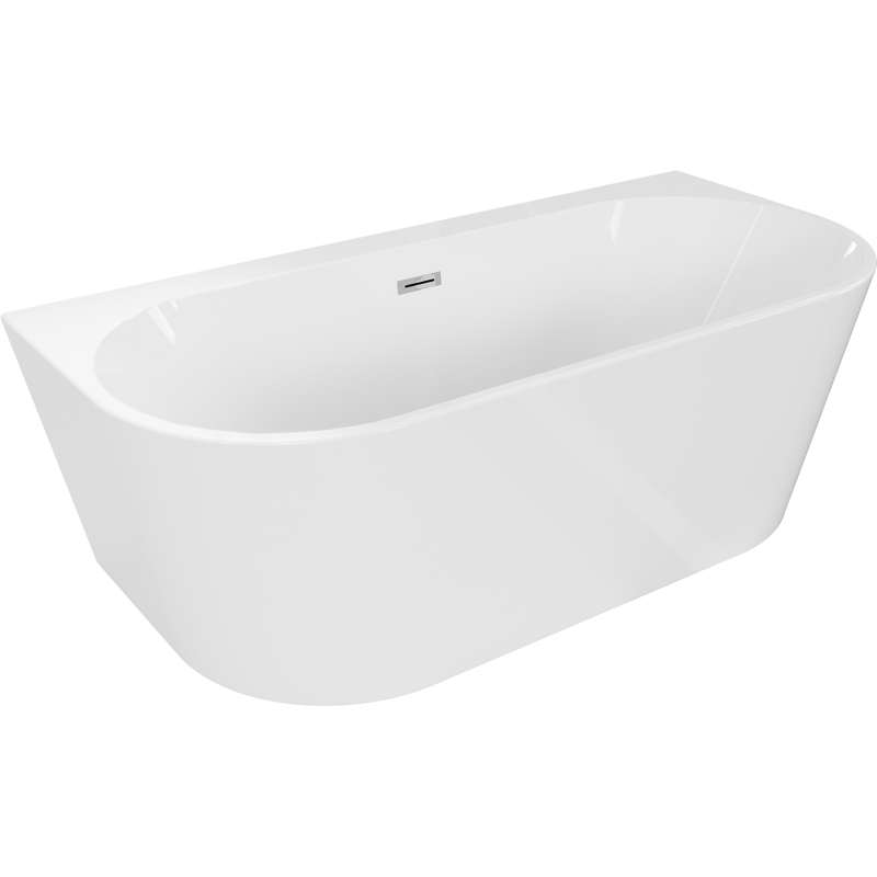 Mexen Oval+ freestanding wall-mounted bathtub 170 x 80 cm, white, chrome overflow - 52681708000-01
