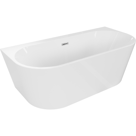 Mexen Oval+ freestanding wall-mounted bathtub 170 x 80 cm, white, chrome overflow - 52681708000-01