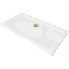 Mexen Flat slim rectangular shower tray 140 x 70 cm, White, Gold siphon - 40107014G