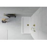 Mexen Flat rectangular slim shower tray 140 x 70 cm, white, gold siphon - 40107014G