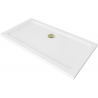 Mexen Flat rectangular slim shower tray 130 x 70 cm, white, golden siphon - 40107013G