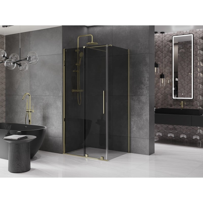 Mexen Velar sliding shower cabin 120 x 90 cm, graphite, gold - 871-120-090-41-50