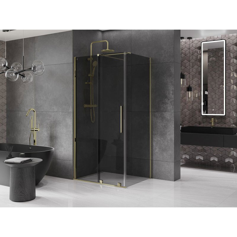 Mexen Velar sliding shower cabin 130 x 85 cm, graphite, gold - 871-130-085-41-50
