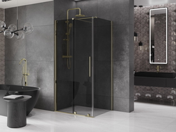 Mexen Velar sliding shower cabin 140 x 100 cm, graphite, gold - 871-140-100-41-50