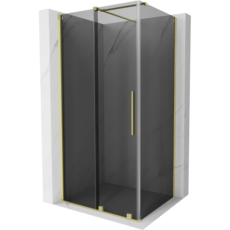 Mexen Velar sliding shower cabin 100 x 75 cm, graphite, brushed gold - 871-100-075-41-55