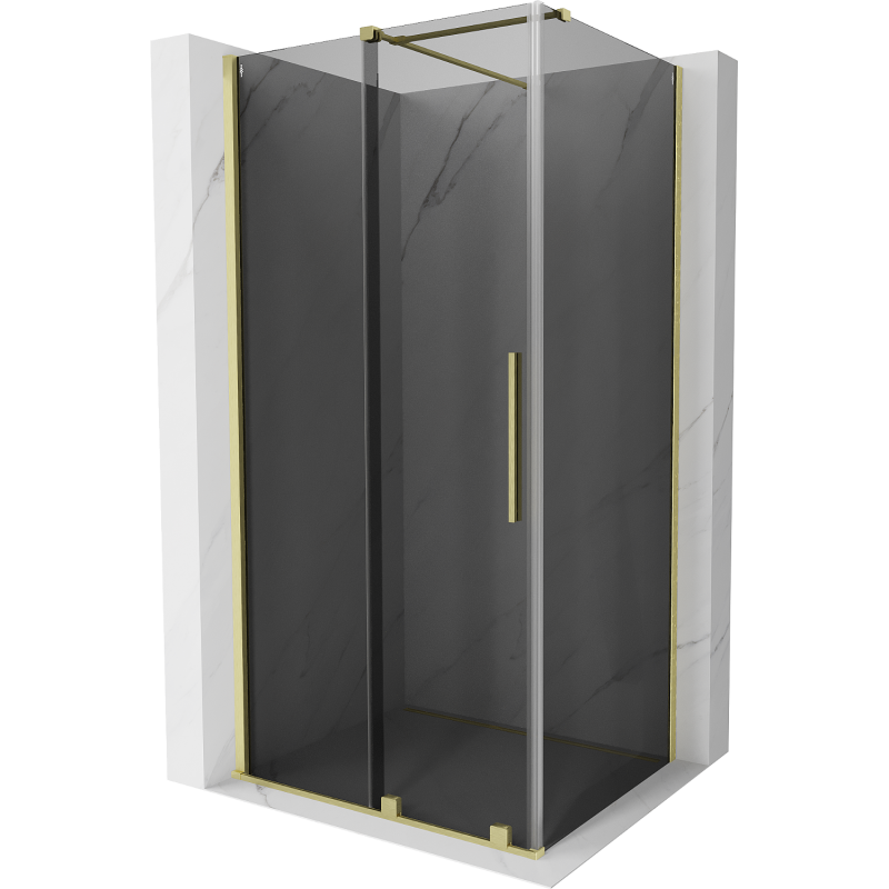 Mexen Velar sliding shower cabin 100 x 70 cm, graphite, brushed gold - 871-100-070-41-55