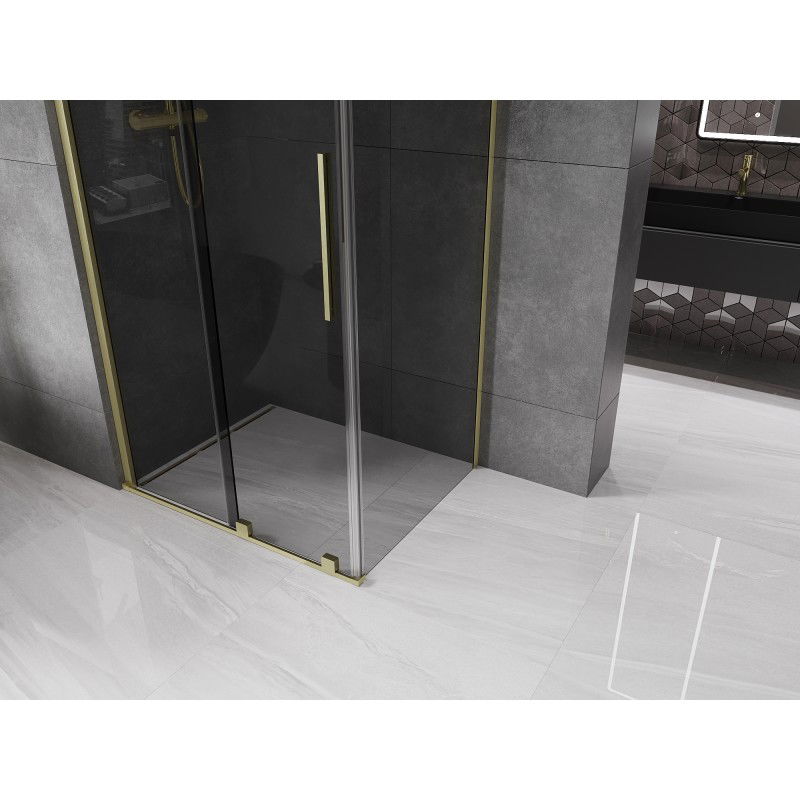Mexen Velar sliding shower enclosure 90 x 110 cm, graphite, brushed gold - 871-090-110-41-55