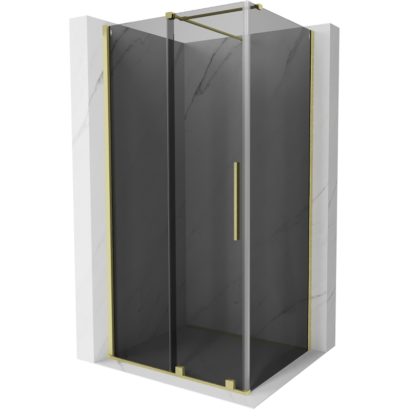 Mexen Velar sliding shower cabin 100 x 80 cm, graphite, brushed gold - 871-100-080-41-55