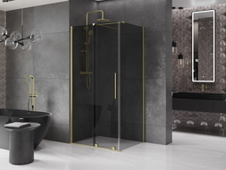 Mexen Velar sliding shower enclosure 100 x 70 cm, graphite, brushed gold - 871-100-070-41-55