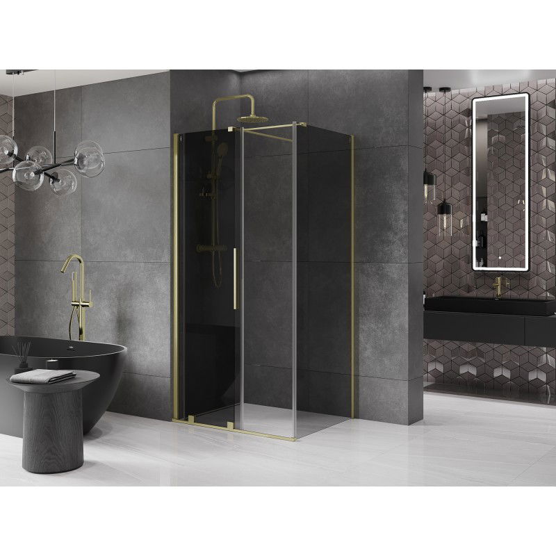 Mexen Velar sliding shower enclosure 90 x 100 cm, graphite, brushed gold - 871-090-100-41-55