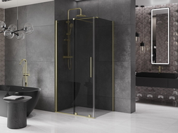 Mexen Velar sliding shower cabin 100 x 90 cm, graphite, brushed gold - 871-100-090-41-55