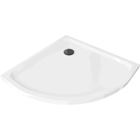 Mexen Flat half-round shower tray slim 90 x 90 cm, white, black siphon - 41109090B