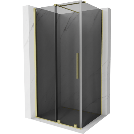 Mexen Velar sliding shower cabin 110 x 75 cm, graphite, brushed gold - 871-110-075-41-55