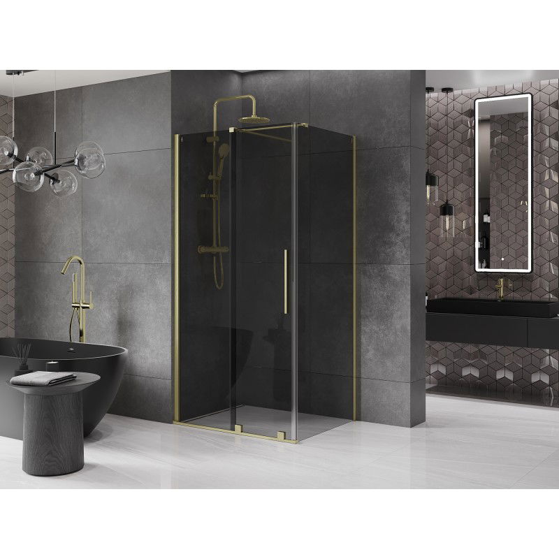 Mexen Velar sliding shower cabin 120 x 75 cm, graphite, brushed gold - 871-120-075-41-55