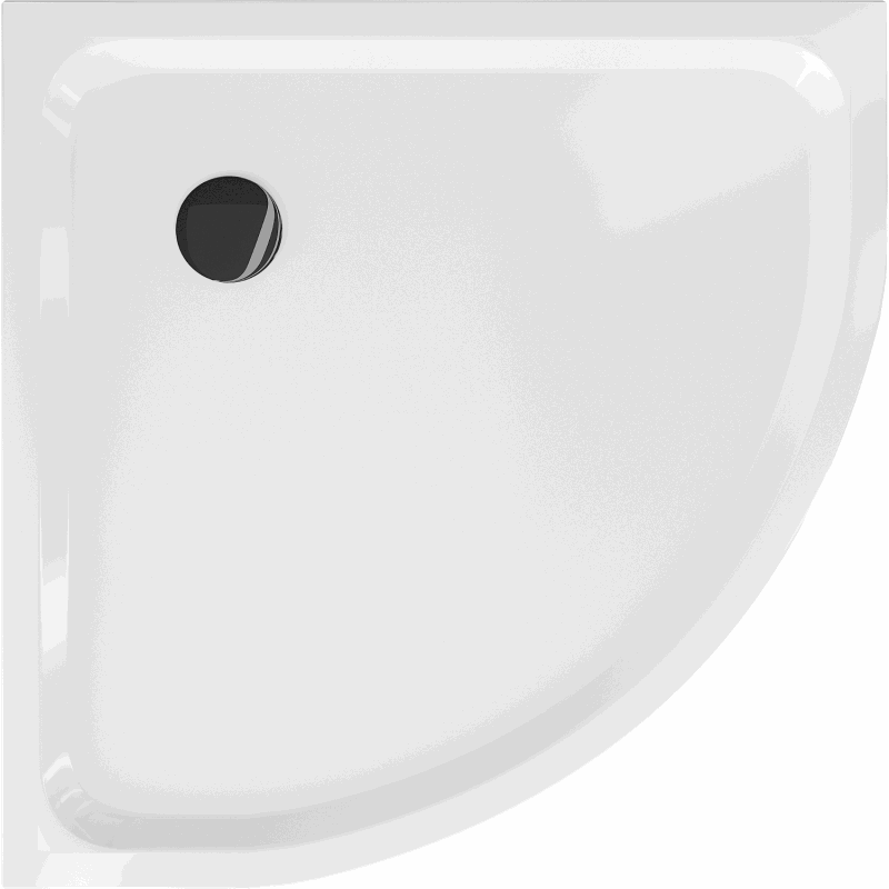 Mexen Flat semicircular slim shower tray 90 x 90 cm, white, black siphon - 41109090B