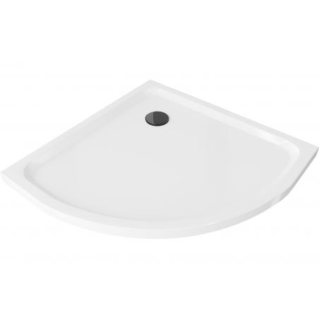 Mexen Flat semicircular shower tray slim 80 x 80 cm, white, black siphon - 41108080B