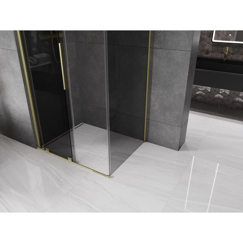 Mexen Velar sliding shower cabin 110 x 75 cm, graphite, brushed gold - 871-110-075-41-55
