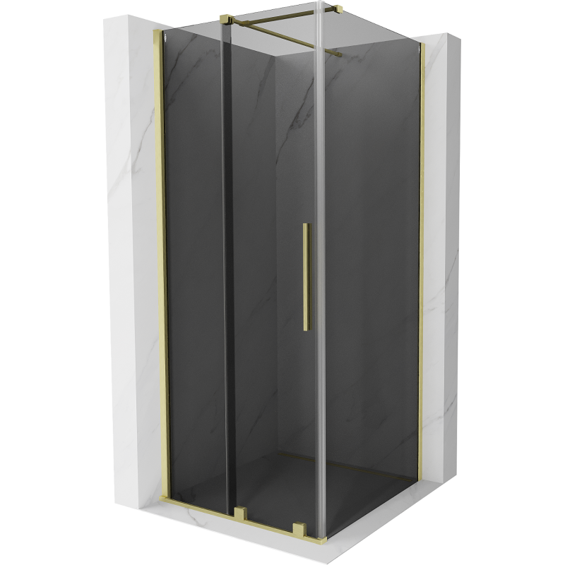 Mexen Velar sliding shower cabin 120 x 120 cm, graphite, brushed gold - 871-120-120-41-55