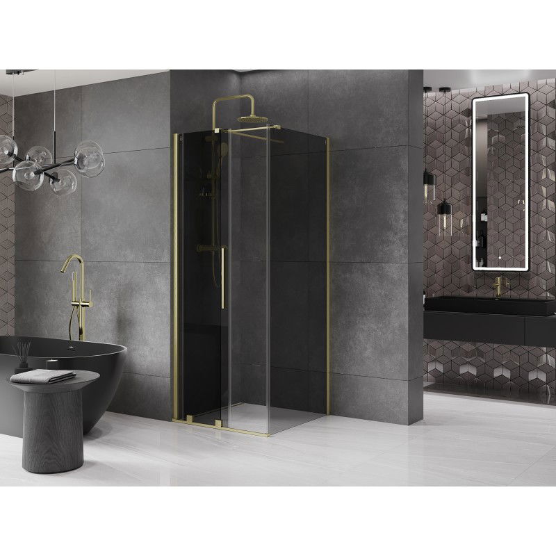 Mexen Velar sliding shower cabin 120 x 120 cm, graphite, brushed gold - 871-120-120-41-55