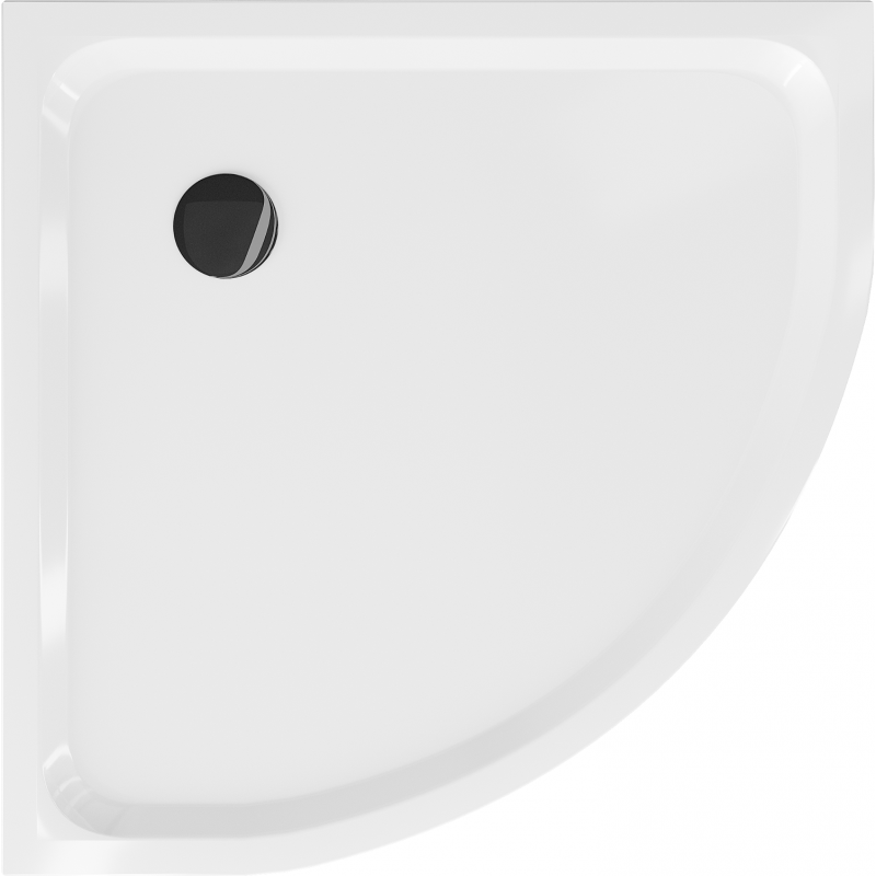 Mexen Flat semi-circular slim shower tray 70 x 70 cm, white, black siphon - 41107070B