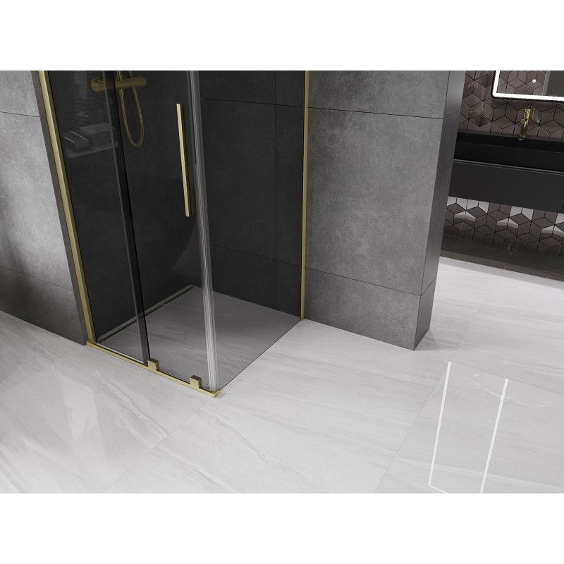 Mexen Velar sliding shower cabin 120 x 120 cm, graphite, brushed gold - 871-120-120-41-55