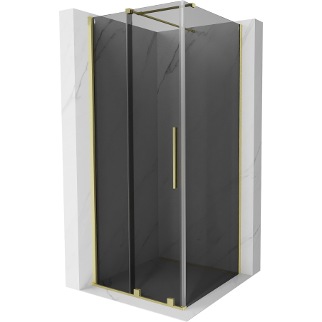 Mexen Velar sliding shower cabin 100 x 100 cm, graphite, brushed gold - 871-100-100-41-55