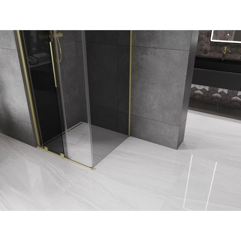 Mexen Velar Sliding Shower Enclosure 110 x 110 cm, Graphite, Brushed Gold - 871-110-110-41-55