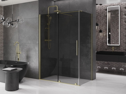 Mexen Velar sliding shower cabin 150 x 85 cm, graphite, brushed gold - 871-150-085-41-55