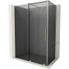 Mexen Velar 150 x 75 cm Sliding Shower Enclosure, Graphite, Brushed Gold - 871-150-075-41-55
