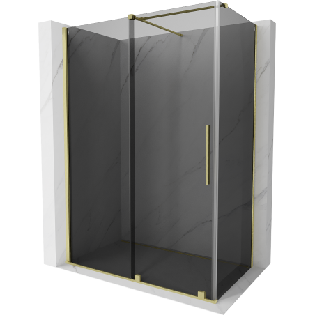 Mexen Velar shower enclosure sliding 140 x 70 cm, graphite, brushed gold - 871-140-070-41-55