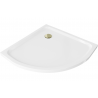 Mexen Flat semi-circular slim shower tray 70 x 70 cm, white, gold siphon - 41107070G