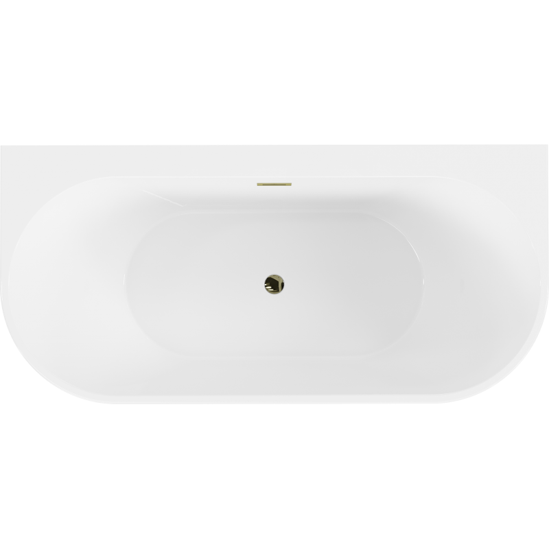 Mexen Oval+ free-standing wall-adjacent bathtub 170 x 80 cm, white, gold overflow - 52681708000-50