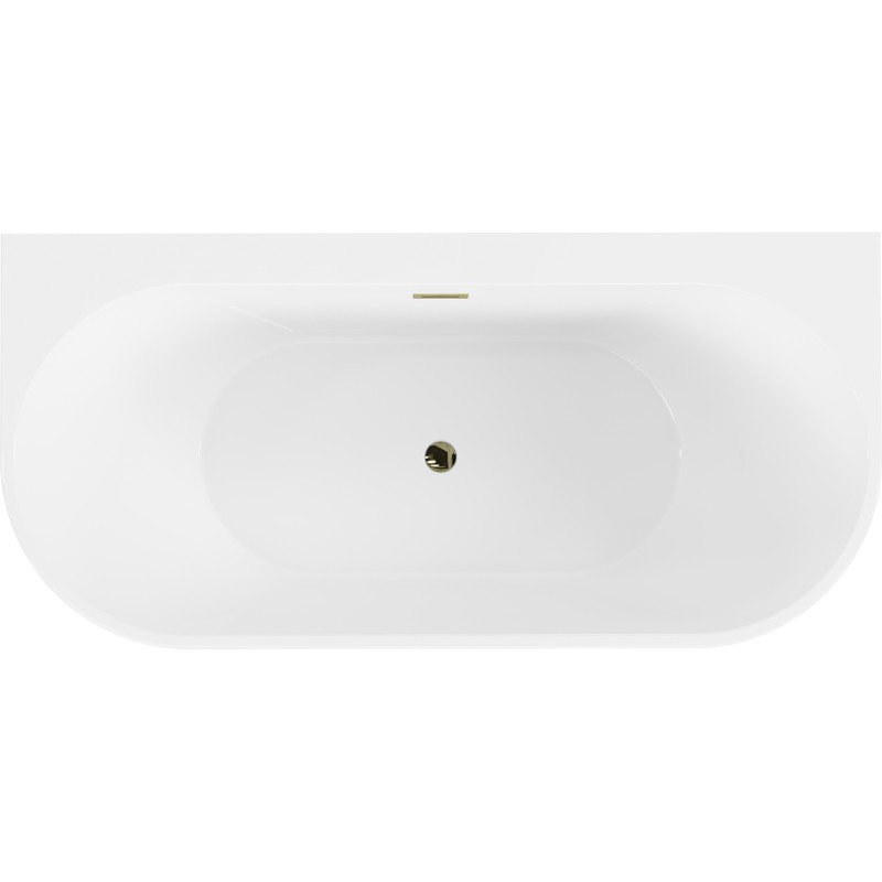 Mexen Oval+ freestanding wall-mounted bathtub 170 x 80 cm, white, gold overflow - 52681708000-50