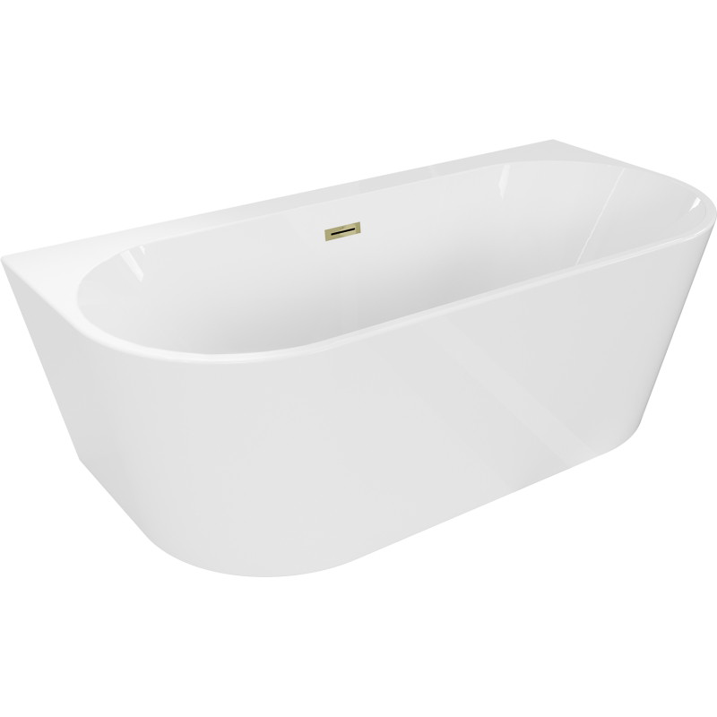 Mexen Oval+ freestanding wall-mounted bathtub 170 x 80 cm, white, gold overflow - 52681708000-50
