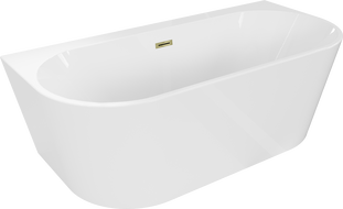 Mexen Oval+ free-standing wall-adjacent bathtub 170 x 80 cm, white, gold overflow - 52681708000-50
