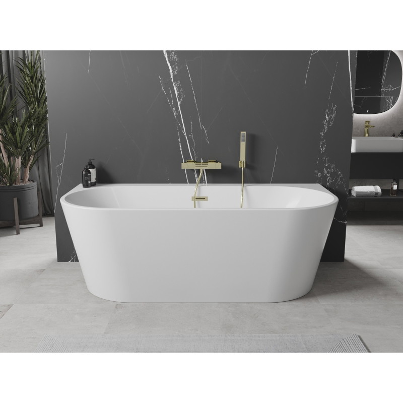 Mexen Oval+ freestanding wall-mounted bathtub 170 x 80 cm, white, gold overflow - 52681708000-50