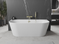Mexen Oval+ free-standing wall-adjacent bathtub 170 x 80 cm, white, gold overflow - 52681708000-50